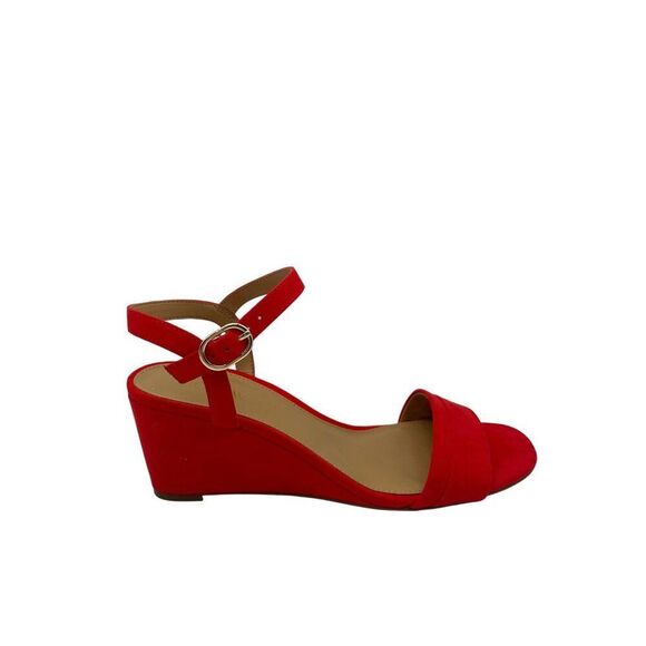 J.Crew Wedge Sandals Belvedere Red Womens Sz 9.5 Open Toe Buckle - Picture 2 of 12